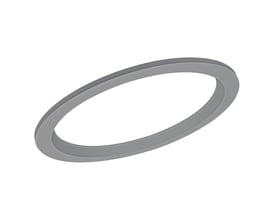 Grå Ledvance Downlight Comfort-udvidelsesring på 190 mm, vist skråt med den ovale åbning synlig.