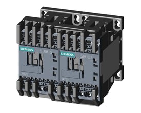 Siemens Sirius reversibel kontaktorkombination 3RT20, 3kW, 48V AC, med fjederklemmer og tydelig mærkning af terminaler.
