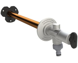 Kemper Frosti Plus frostsikker udendørsventil med aftageligt greb og 1/2" tilslutning i rødgods.