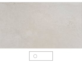 Beige Jura-bordplade fra Svedbergs med en lys, meleret overflade og en tegning af bordpladens udskæring.
