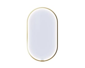 Dansani Rammespejl "Moon" 105x60 cm med børstet messingramme og integreret LED lys, der lyser op langs kanten.