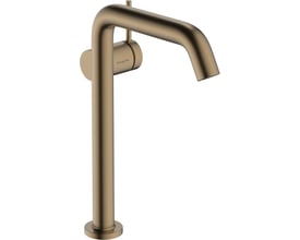 Nærbillede af Hansgrohe Tecturis S 1-grebs håndvaskarmatur med ComfortZone 240 i børstet bronze finish.