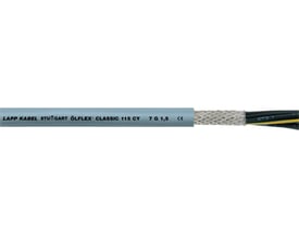 Lapp Olflex Classic 115 CY 3G0,75 sort kabel med flettet skærm og afskårne ledere i grøn/gul, sort.