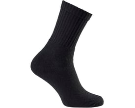 Sort Blåkläder-strømpe med ribstrikket skaft, vist skråt fra siden; modellen sælges i 5-pak i størrelse 40-44.
