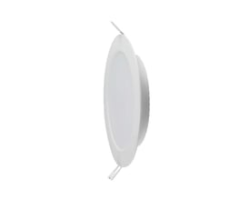 V-TAC bagbelyst nedbygget LED panel, rundt design med 3W effekt og 4000K neutral hvidt lys, vist i profil.