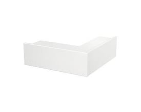 OBO Bettermann udvendigt hjørne til WDK-kanaler, 100x130 mm, i blank hvid RAL 9010, vist på hvid baggrund.
