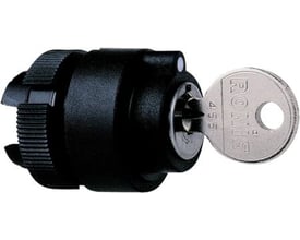 Schneider Electric nøglegreb ZA2BG4 i sort plast med en Ronis 455 nøgle isat i den ene position.