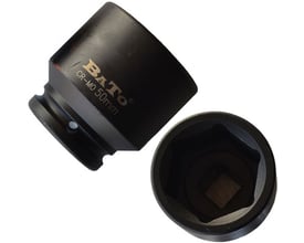 Sort Bato 3/4 tommer sekskant top i krom-molybdæn stål, 50 mm i diameter, vist fra flere vinkler.