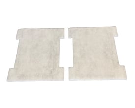 To hvide papirfiltre fra Hanestrom Paper, designet til Electrolux Z375 støvsugere, sat side om side på hvid baggrund.
