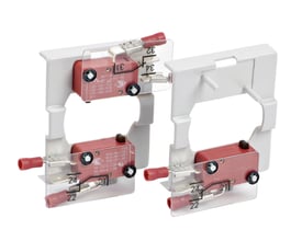 To Katko MTO Electric hjælpekontakter, type KU1V, med 1 Sl + 1 Br funktion, vist på en hvid baggrund.