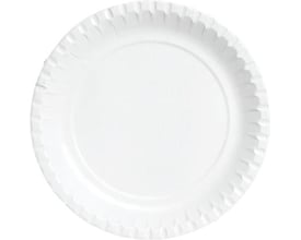 Antalis hvid paptallerken med en diameter på 23 cm og en bølget kant, perfekt til fester og arrangementer.
