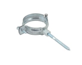 Galvaniseret hængselsstift på 76 mm med øjeskrue og M8 ansatsskrue, ideel til nedløbsrør på mur og træ.