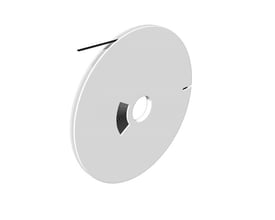 En grå rulle med et sort ledningsmærke af halogenfri polyolefin krympeflex, klar til printning.