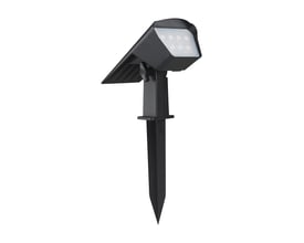 V-TAC Pro solcelle LED spydlampe i sort ABS med integreret solpanel og spydfod til nem placering i jorden.