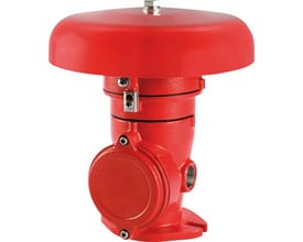 Sirena EX klokke, 215 mm, 240V AC, i klar rød farve, med en IP66 og ATEX certificering for eksplosionsfarlige områder.