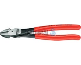 Knipex 7401 160mm kraftsidebidetang med røde plasthåndtag, fremhæver dens kompakte design til intensiv brug.