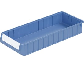 Bito Lagerteknik reolkasse RK i blå plast, 600x234x90 mm, med etiketholder foran og forstærkede sider.