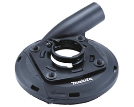 Makita udsugningsskærm til 115/125mm vinkelsliber med justerbar klemme og støvopsamlingsstuds.