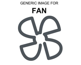 Generisk illustration af en ventilator med fire blade, der repræsenterer en erstatningsventilator til frekvensomformere.