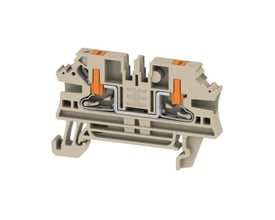 Detaljeret tværsnit af Weidmüller AL2C gennemgangsklemme, der viser push-in mekanismen.