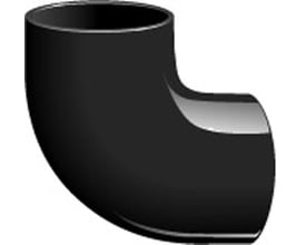 PipeGap MA bøjning i sort støbejern med epoxy coating, 150 mm diameter og 87,5 graders vinkel.