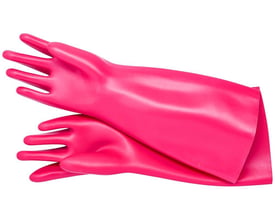 Knipex VDE elektrikerhandsker i pink, størrelse 10, fremstillet af isolerende gummi for op til 1000V.
