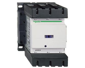 Schneider Electric TeSys D kontaktor LC1D150P7 med tydelig mærkning af 1, 3, 5 L1 L2 L3 og 2, 4, 6 T1 T2 T3.