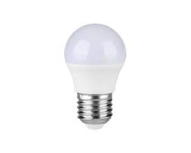 V-TAC G45 LED pære med E27 fatning og 4.5W, hvid og sølvfarvet.