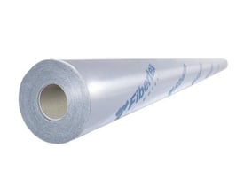 Fibertex F-10 geotekstil i en 5 x 100 meter rulle, 80 g/m², grå fiberdug med blå logo på hvid baggrund.