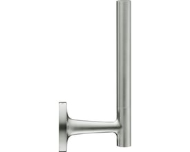 Duravit Starck T reserve papirholder i børstet rustfrit stål, med en vægmonteret base og lodret holder.