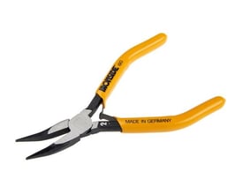 Ironside elektronikspidstang på 130 mm med vinklet kæbe, metalhoved og orange plastbelagte greb, set skråt ovenfra.