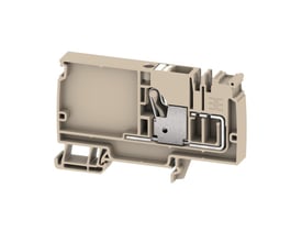 Weidmüller AAP12 10 LO WT beige push-in tilslutningsklemme med 10mm² kabelareal, isoleret på hvid baggrund.