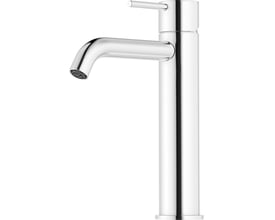 Mora Inxx II Soft Medium håndvaskarmatur i blank krom med en stilren, lige tud og en enkelt grebsbetjening. Et vandbesparende armatur med 5 l/min kapacitet.