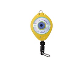 FLAIR Balance SF fjederbalance i gul plasthus med belastningskapacitet på 0-0,5 kg og CE-mærkning.