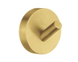 Smedbo Home enkelt håndklædekrog i børstet messing med en diameter på 48 mm og en subtil, poleret krog.