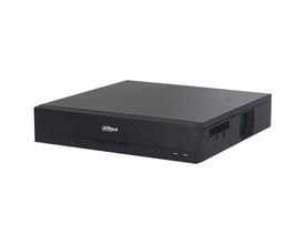 Dahua NVR5864-16P-EI2 netværksvideooptager med 64 kanaler og 16 PoE-porte, set skråt forfra.