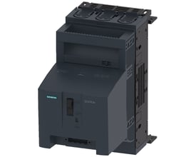 Siemens SENTRON 3NP1 sikringsafbryder, 3-polet NH00 med 160A mærkestrøm, mørkegrå plast og testfunktion.