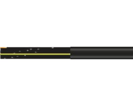 Fladkabel H05VVH6-F med 12 ledere på 0.75mm², sort PVC-kappe med gul/grøn leder.