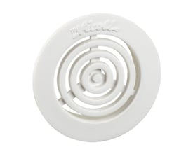 Schneider Electric Climasys udluftningsventil Ø35 i hvid plast, set forfra med tydeligt mønster og varemærke.