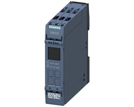 Siemens SIRIUS 3RS2 temperaturrelæ med display og IO-Link, 2CO, 24V DC, viste med skrueklemmer og knapper på en grå enhed.