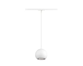 Detaljebillede af SLV LIGHT EYE 150 1F pendel, der viser den matte hvide finish og GU10 fatningen.