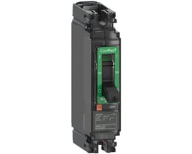 Schneider Electric ComPacT NSX 100F 1-polet maksimalafbryder, 100A, med grønt betjeningsgreb og tydelig 'OFF' indikator.
