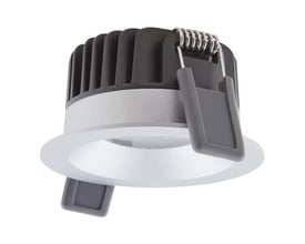 Ledvance Spot Fix PS DIM LED indbygningsspot i sølvfarvet aluminium med 68mm udskæringsmål og justerbare monteringsklemmer.