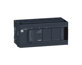 Schneider Electric Modicon M241 PLC med 24 digitale indgange og 16 PNP udgange, 24V forsyning.