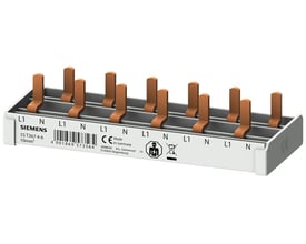 Siemens PIN stiftskinne til 10mm² med 6 udgange til kompakte enheder og 1 MW berøringsbeskyttelse.