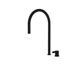 Lavabo Alkymist 787 RS køkkenarmatur med udtræk i matsort, med høj C-tud og separat 1-grebsbetjening.