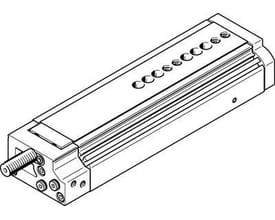 Festo minislæde DGSL-16-100-PA med 100 mm slaglængde og positionssensor, vist i en teknisk tegning.
