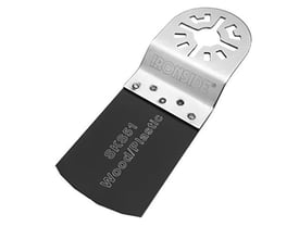 Ironside savklinge til multicutter, 35 mm, med lige sort klinge og sølvfarvet Starlock-optag.