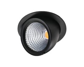 SG Armaturen Exclusive Midi downlight i sort aluminium med 60 graders vipfunktion og 4000K lysfarve, ideel til indendørs og udendørs brug.