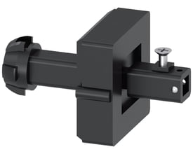 Siemens 8UD1 dørkobling med 8 x 8 mm aksel, vist skråt fra siden med mørk koblingsdel og synlig låseskrue.